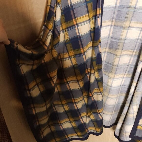 Papermoon Navy Yellow Plaid Soft Oversized Kimono Medium - Picture 3 of 6